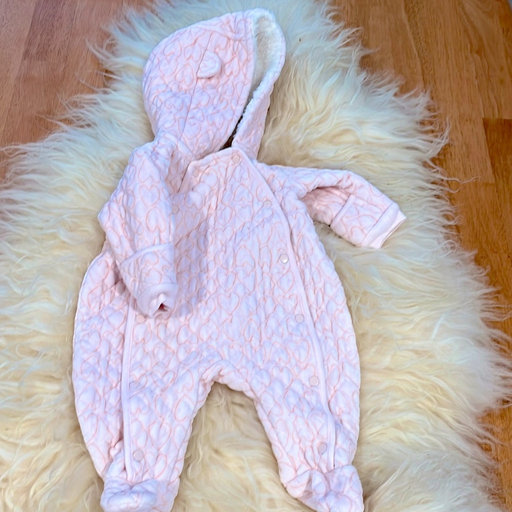 Nordstrom Pink Heart Baby Winter Suit 0-3m